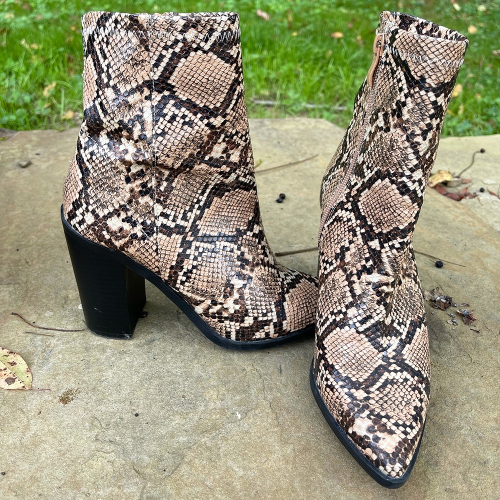 Snakeskin booties
